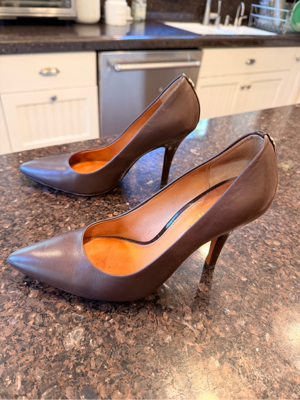 Coach Women's Pointed-Toe Leather Pump in Brown